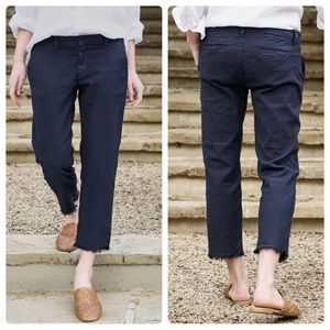Frank & Eileen Wicklow Pant Italian Chino Performance Linen Navy Blue Size 00